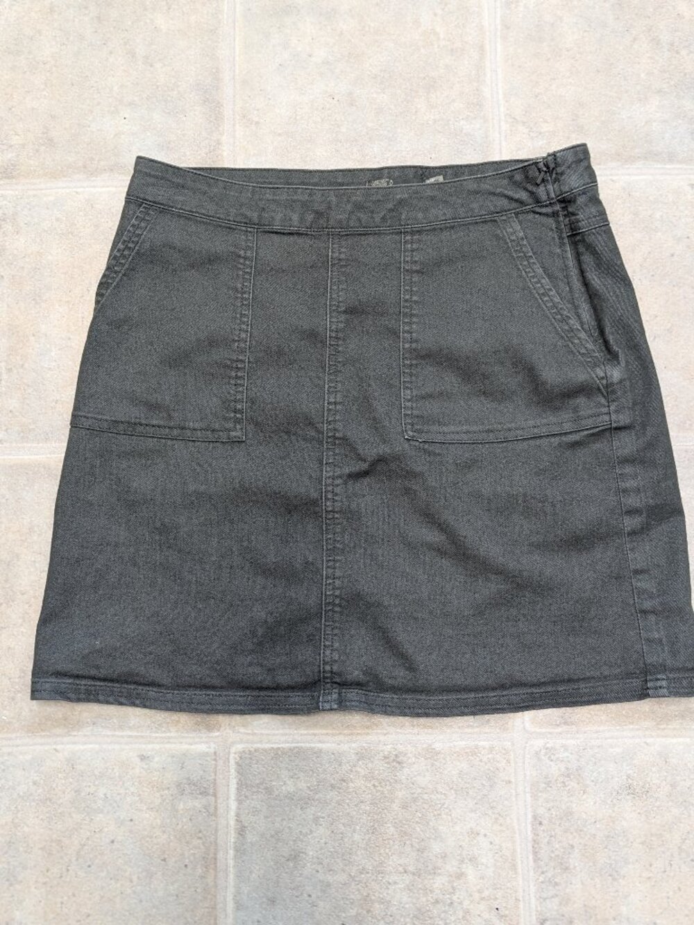 prAna Kara Stretch Denim A-Line Mini Skirt Gray Charcoal